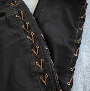 Monroe & Main  Side lace up dark denim jeans